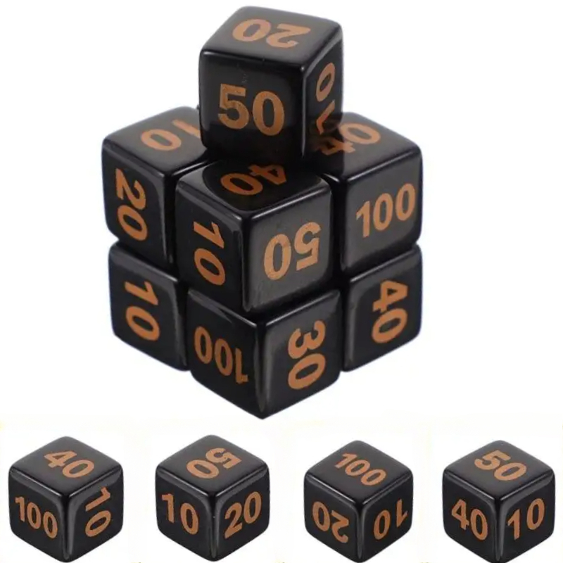 Board Game Loop - 10 ชิ้น/เซ็ตเกมกระดานเด็กมุมโค้งมนอะคริลิค 14 มม.ลูกเต๋าก้อนชุดขนาดใหญ่ตัวบ่งชี้ 6 ด้าน