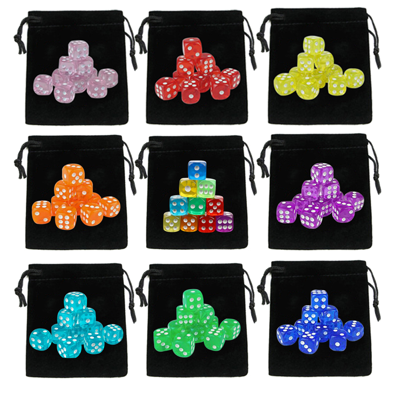 Board Game Loop - 10Pcs Dices Drawstring ลูกเต๋ากระเป๋า 14 มม.6