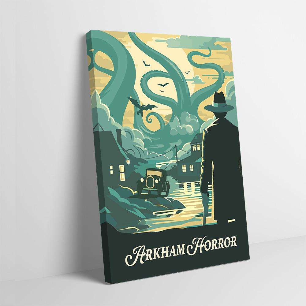 Board Game Horror - โปสเตอร์พิมพ์ลายเกมกระดาน Arkham Horror ภาพพิมพ์แบบกำหนดเองได้ ภาพศิลปะติดผนัง ภาพวาดบนผ้าใบสำหรับกรอบรูปตกแต่ง