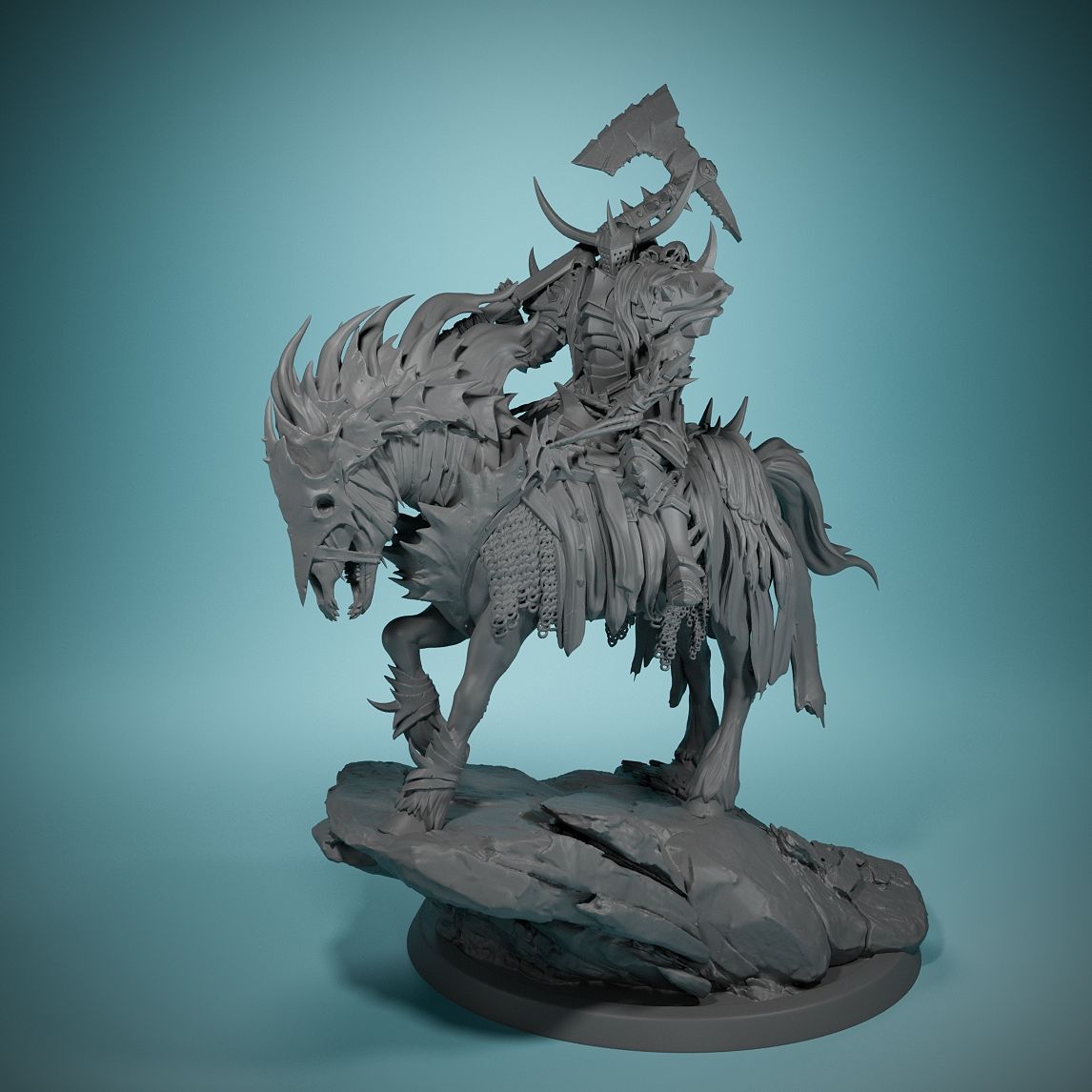 Board Game Design - ชุดตัวหมากรุกเกมกระดานม้าแห่งความตายในยามค่ำคืนสีเข้มขนาด 80 มม. รูปนักรบขี่ม้า โมเดลเรซิ่น DIY