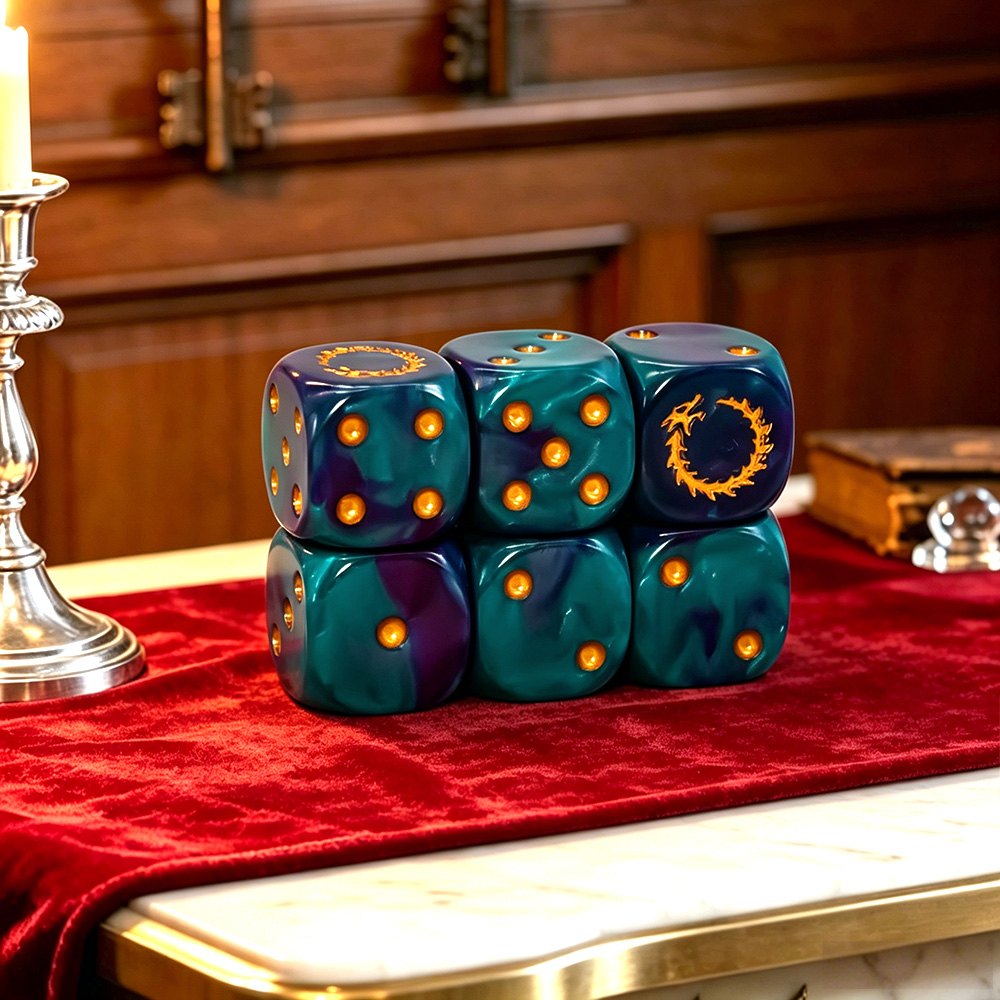 ชุดลูกเต๋า 6 ชิ้น ลายเปลวไฟสีท - Board Game Arena บทวิจารณ์และราคา