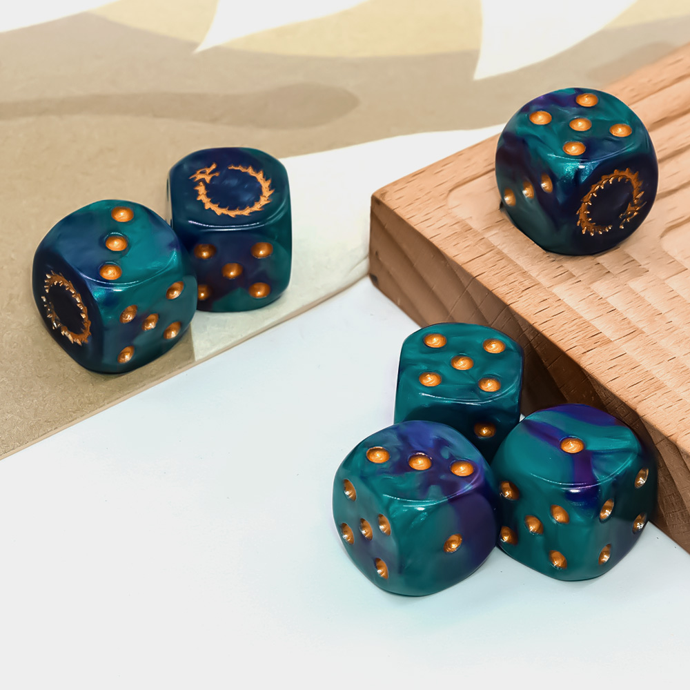 ชุดลูกเต๋า 6 ชิ้น ลายเปลวไฟสีท - Board Game Arena บทวิจารณ์และราคา